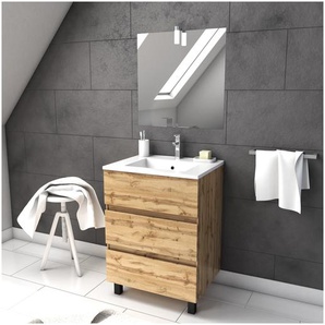 Kendalfloral Com Cuisines Et Salles De Bain Meubles Lavabos Meuble Salle De Bain Scandinave Blanc 60 Cm Sur Pieds Avec Tiroir Et Vasque A Poser Nordik Basis 60
