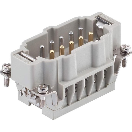 HARTING Han 10E Fe(AU)/CuNi Insert mâle (M) Raccord à vis, 10 pôles + PE 400 V, 16 A - 1 pièce