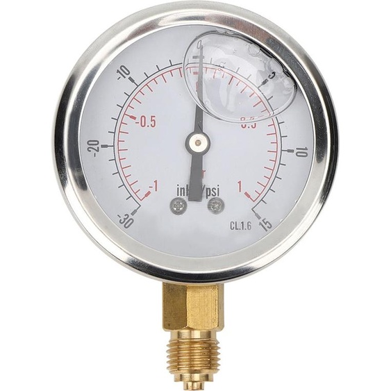 1/4BSP Y60 Axial l Gef��lltes Vacuomètre - Instrument de mesure en acier inoxydable pour eau, l, air et gaz naturel, 1 pack