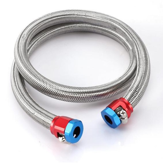 1 mètre de tuyau en tissu de 10 mm avec tresse en acier inoxydable et colliers de serrage renforcés