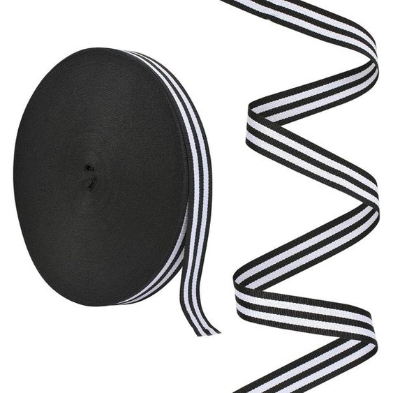1 rouleau de ruban gros grain rayé 2 cm x 50 mètres - Blanc et noir ruban polyester pour emballages cadeaux, mariages, anniversaires, fêtes de Noël, besoins en décoration