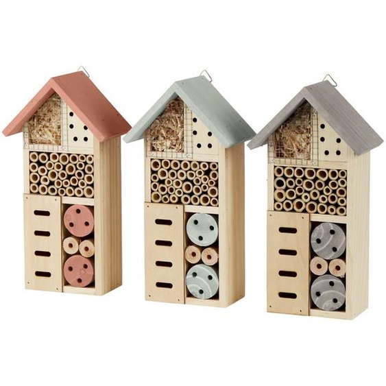 1 x Hôtel pour insectes H26xL13xP8,5 cm, différentes couleurs, 1 pièce