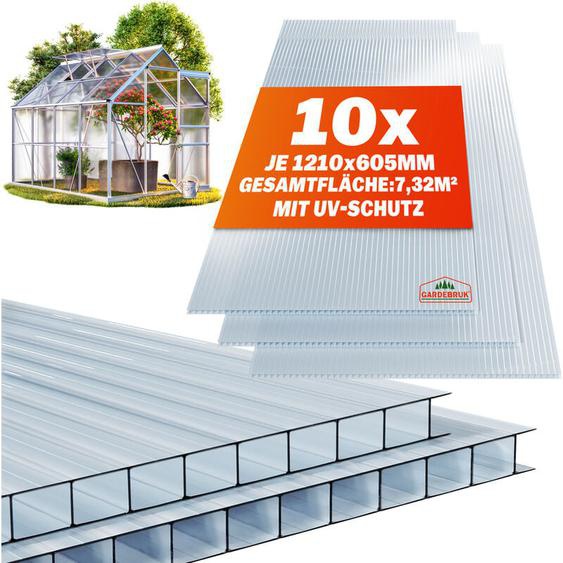 10/14x Plaques de polycarbonate 6/4mm 1210x605mm panneau alvéolaire serre de jardin plaque double paroi Set de 10 6 mm