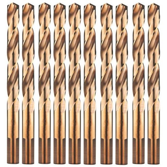 10 Forets Hélicoïdaux HSS Cobalt Q. 3 Méplats DIN 338 - Inox, Aciers 130° D. 7 x Lt. 109 x Lu. 69 x Q. 7 mm x Z2 - Diamwood