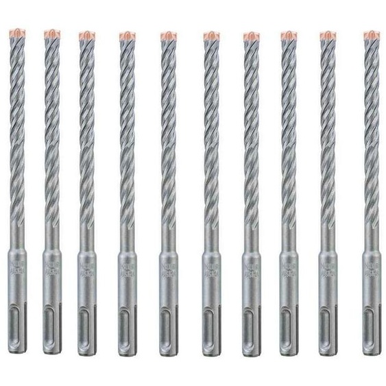10 Forets Marteau FORCE X 4 Taillants Haute Performance - Béton Armé 160° D. 10 x Lt. 160 x Lu. 100 mm x Q. SDS+ x Z4 - Diamwood
