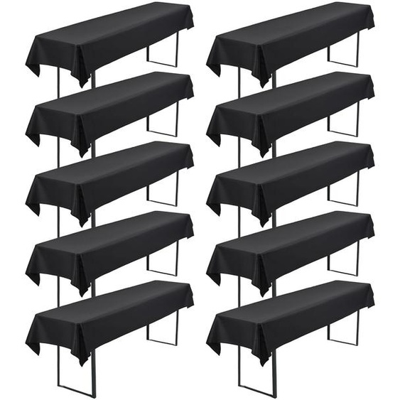 10 nappes grises foncées pour tables de bière, dimensions 250 x 110 cm, idéales pour les fêtes et les barbecues
