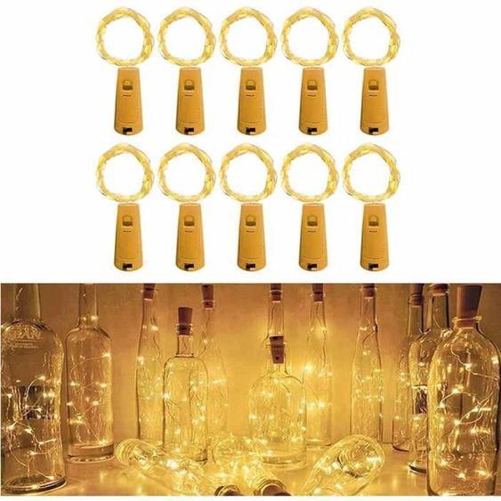 [10 pièces] 2m 20 LED Pour Bouteille, Guirlande Lumineuse Bouteille LED Lampe Bouteille Étanche Fil dargentFlexible Décoration pour