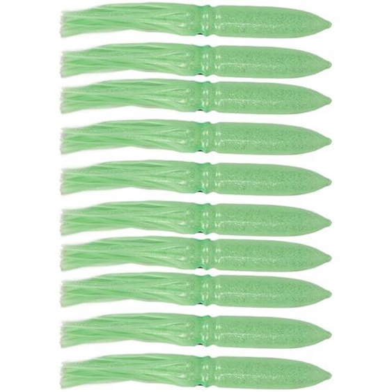10 pièces appât calamar 30cm silicone réaliste jupe calamar lumineuse appât de pêche avec hameçon (vert)