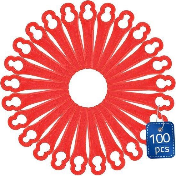 100 lames de tondeuse en plastique rouge, tondeuse de jardin, tondeuse de cour, tondeuse de jardin, lame de tondeuse en plastique, tondeuse en forme de calebasse, lame de tondeuse à gazon