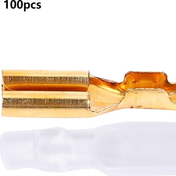 100 paires de connecteurs à sertir 2.8mm en laiton doré pour haut-parleurs de voiture et fils électriques