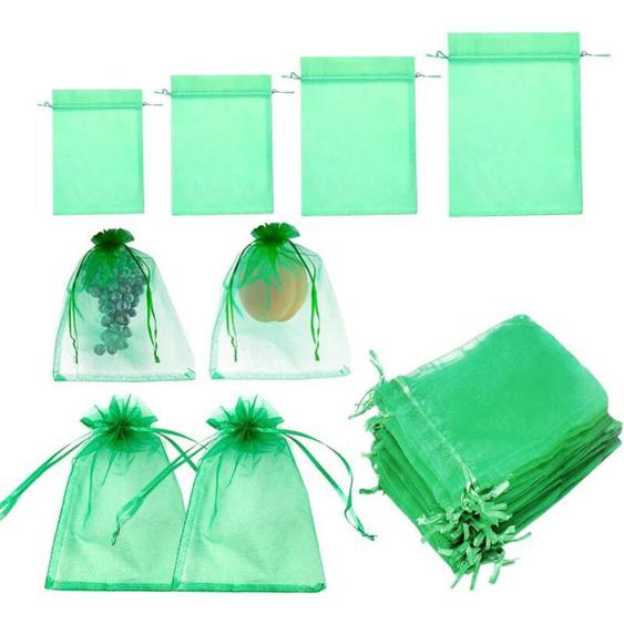 Sunxury - 100 pcs 4 Tailles Sac Protection Fruits Sacs Filets Protection des Grappes Sachet Protection Raisin Contre Les Oiseaux et Insectes Guêpes