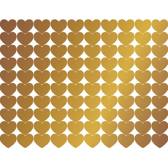 100 Stickers cœurs dorés