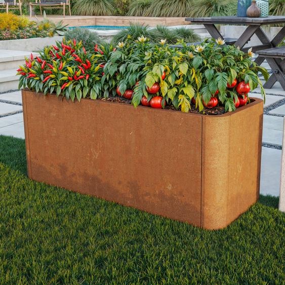 100 x 40 x 40 cm Carré potager surélevé, acier corten, aspect rouille, fond perforé inclus - (GFPV01067)
