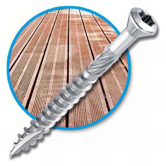 1000 vis terrasse INOX A2 - TX25, D. 5 x 70 mm tête réduite crantée + embout offert