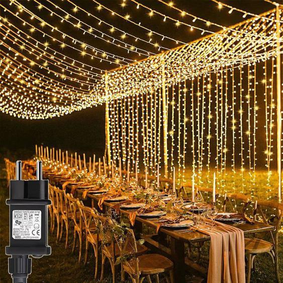 100M 600 LED （Blanc chaud） Guirlande Lumineuse Carnaval Mariage Extérieur Jardin Intérieur Éclairage