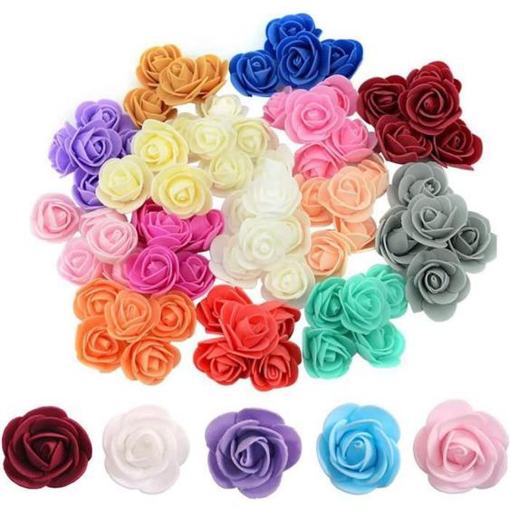 Mini roses artificielles - YSTP - 3.5 cm - 100 pièces - Décoration mariage - Fleurs colorées