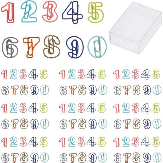 100pcs niedliche Papierclips Zahlen Stil Reiche Farben Anti Slip Starke Klemme ausgefallene Papierklammern für Arbeitenstudienhaus