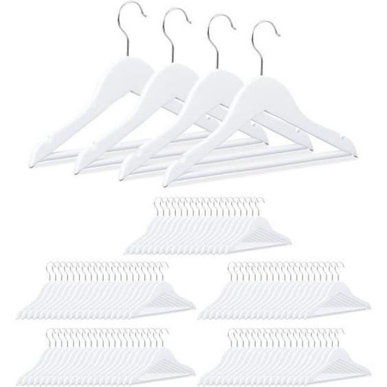 100x Cintres enfants en bois crochet 360° cintres en bois vêtements bébé enfant blanc HxlxP: 18 x 30,5 x 0,5 cm, blanc