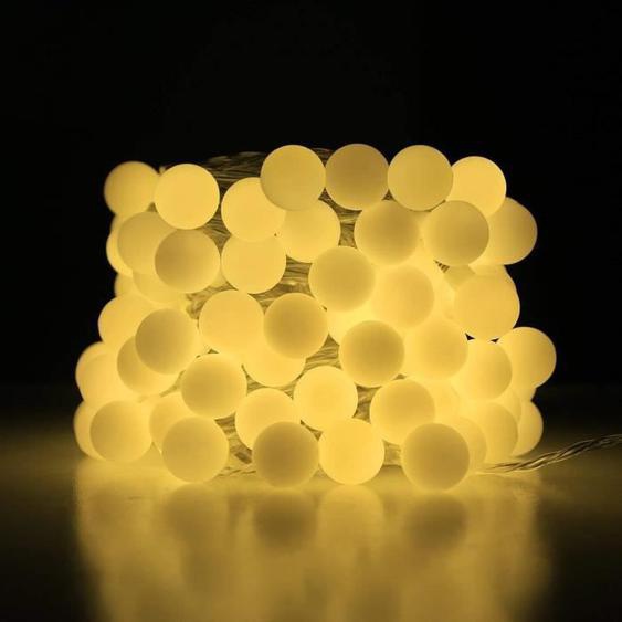 10M Guirlande Lumineuse LED Boules étanche Lumière Blanc Chaud Maison Lampe Ambiante Décoration Noël Mariage Parasol Café Fête Déco