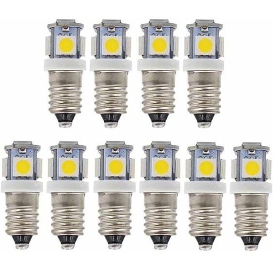 10pcs E10 6V Blanc froid ampoules LED 5SMD 05 W 50LM Les lampBlanc Froid PZCC