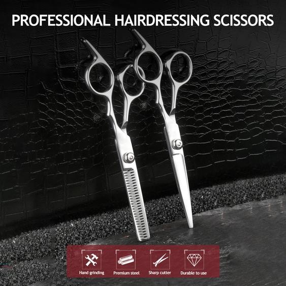 10Pcs Stainless Steel Hairdressing Scissors Tools Set Flat Tooth Scissors High Hardness Sharp Cutting Thinning Hair Scissors