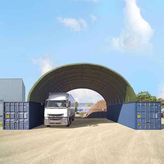 10x12 m Abri monté sur containers, PRIMEtex 2300, vert foncé - (49669)