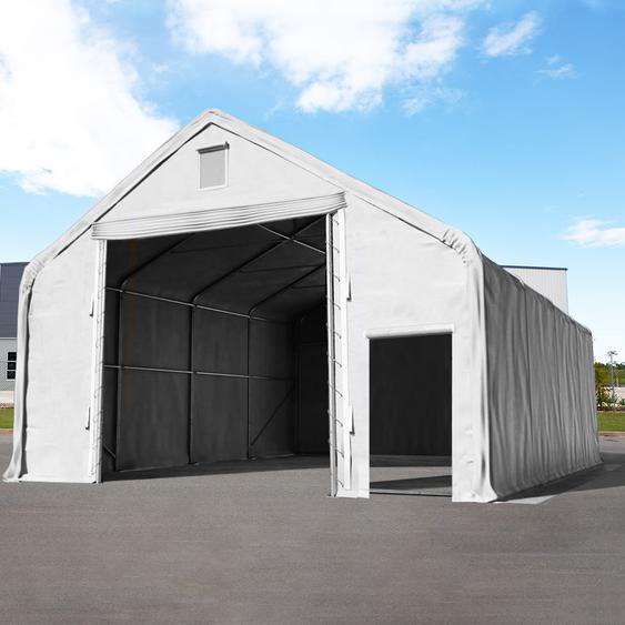 10x20 m hangar, porte 4x4 m, PRIMEtex 2300, anti-feu, gris, avec statique (type de sol : terre) - (48691)