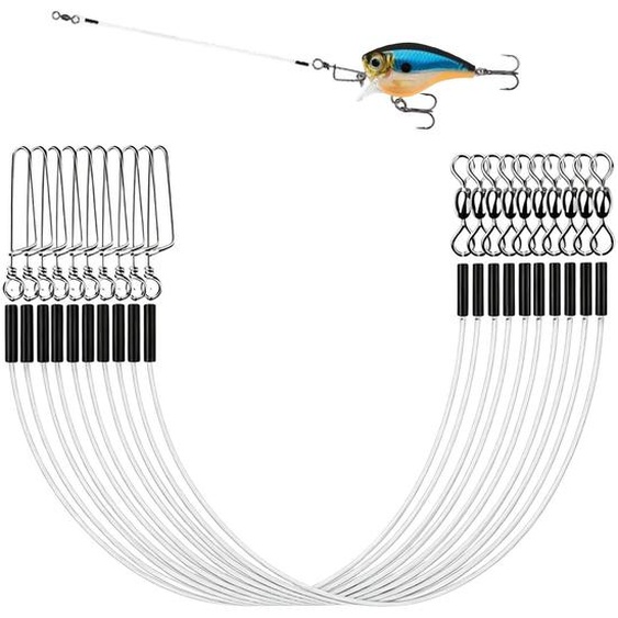 12 pièces de fil de pêche en fluorocarbone pour la pêche du brochet