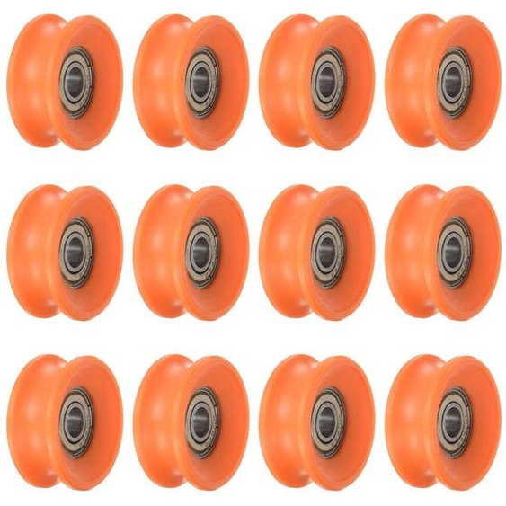 12 roulements à rainures en U, dimensions 6x30x13 mm, en nylon, pour portes et fenêtres, de couleur orange