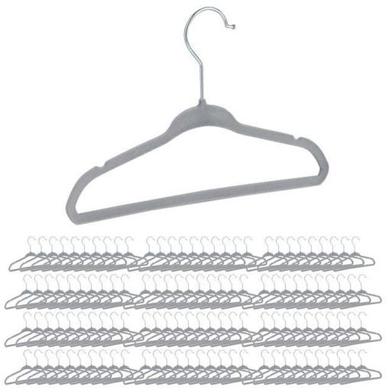 120 x Cintres enfants, set velours, Cintres bébé décoratif chemises antidérapant crochet rotatif gris