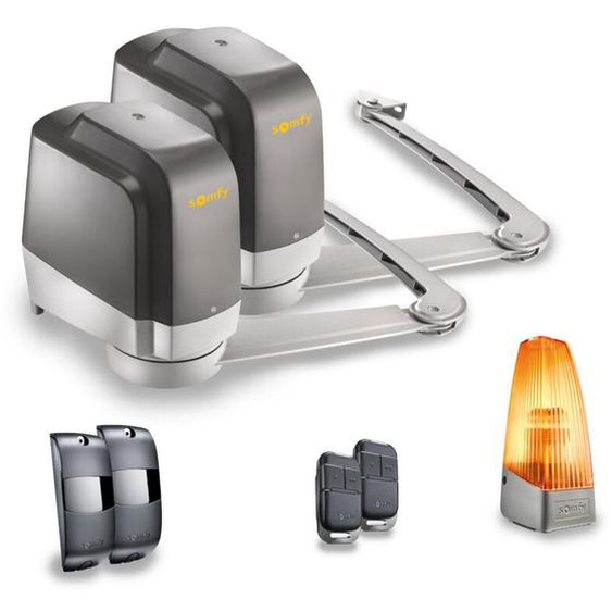 1241429 - Motorisation à bras Lockyvia Essential rts pour portail battant - Livrée avec 2 télécommandes Keypop, feu clignotant, et photocellules