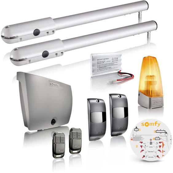 Somfy - 1241522 - Motorisation de portail battant à vérin sgs Essential rts - Livrée avec 2 télécommandes Keypop, feu orange, photocellules et