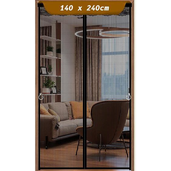 140x240cm Moustiquaire Magnétique Pour Porte, Rideau en Maille, Joint Magnétique de Haut en Bas avec Fermeture Automatique, Maintient lair frais à