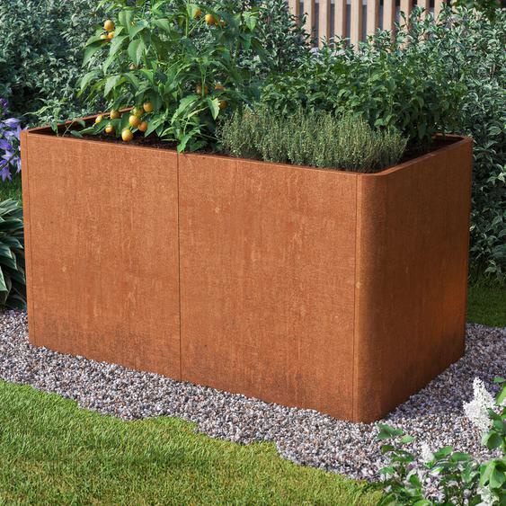 146 x 80 x 60 cm Carré potager surélevé, acier corten, aspect rouille - (GFPV00825)