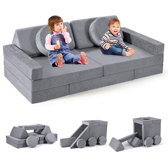 14Pcs Canapé modulaire pour enfants, Canapé-lit de jeu meubles de chambre et de salle jeux pour tout-petits en mousse convertible