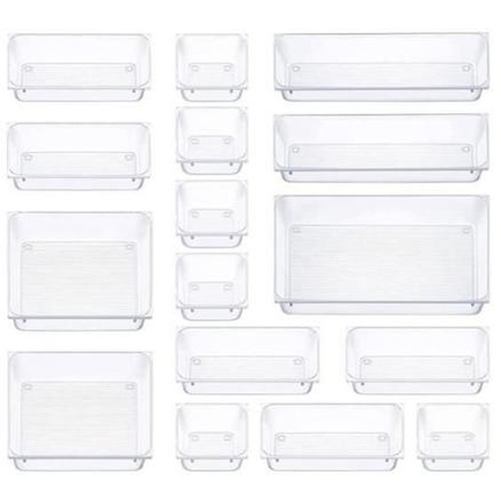 16 Bacs de Rangement en Plastique pour Organisateur de Tiroirs, Plateaux de SéParation de Tiroir Transparents pour Maquillage,