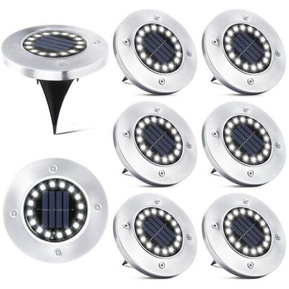 16 LED Lampe Solaire Extérieur-8 Pièces Spot Solaire Jardin Etanche Lampadaire pour Passerelle Chemin Terrasse Cour Souterraine Encastrer Pelouse