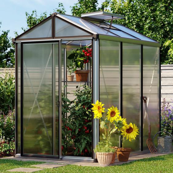 161 x 235 cm Serre de jardin, revêtement par poudre anthracite, incl. kit daccessoires Pro 2 - (GFPV00143)