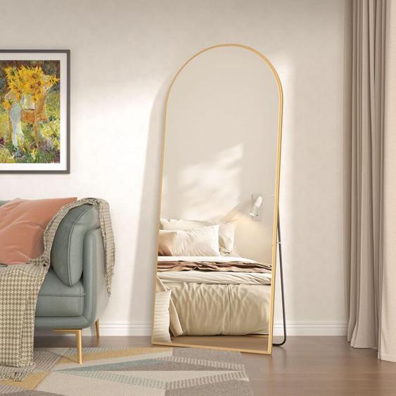 Cassilando - 165 x 60 cm Miroir sur Toute la Longueur, Cadre en alliage daluminium Miroir sur Pied, Miroir sur Pied Lisse arqué, Grand Miroir Mural