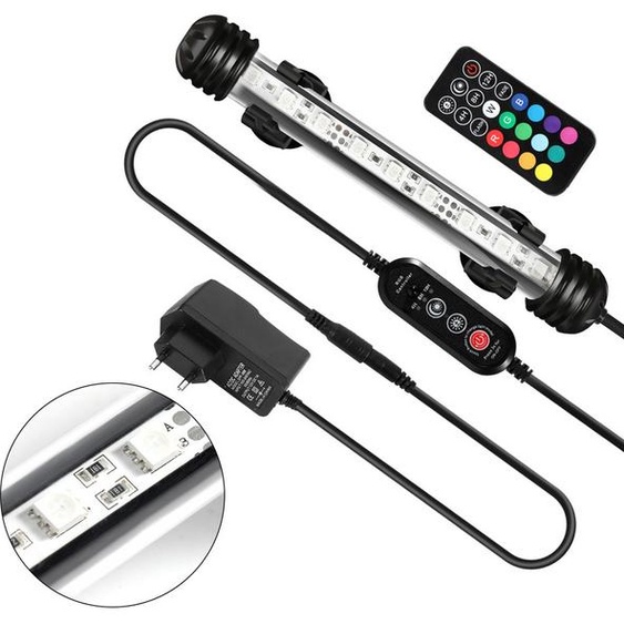 18.5cm LED éclairage daquarium IP67 résistant à leau Lumière RGB à poser Variable Réservoir à poissons Lampe subaquatique