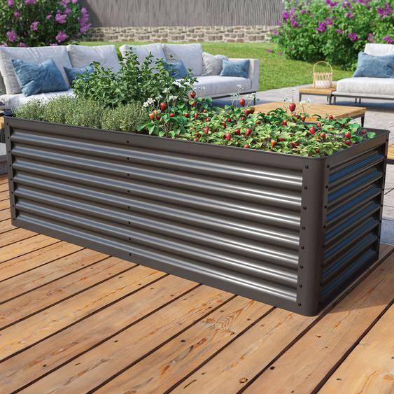 180 x 75 x 60 cm Carré potager surélevé, acier, anthracite - (GFPV00813)