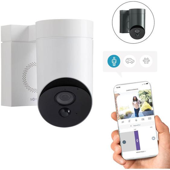 1875325 - Outdoor Camera blanche 2 - Caméra de surveillance extérieure wifi - 1080p Full hd - Sirène 110 dB - Branchement possible sur luminaire