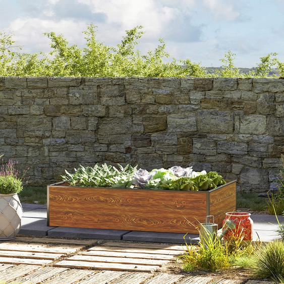 195 x 99  x 39 cm Carré potager surélevé, aspect bois - (GFPV00522)