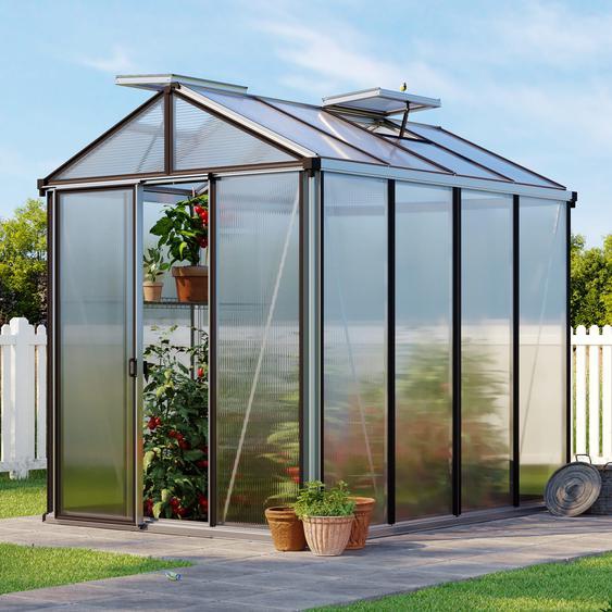 199 x 263 cm Serre de jardin, revêtement par poudre anthracite, incl. kit daccessoires Pro 2 - (GFPV00137)