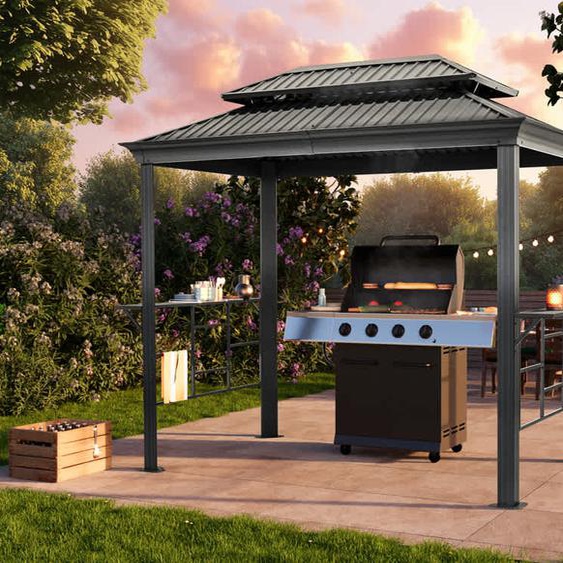 2,75x1,8 m Abri à Barbecue, Aluminium, toit rigide - (300218)