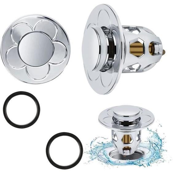 2 bondes de lavabo universelles pop-up avec filtre anti-obstruction, pour lavabo ou baignoire, diamètre 34-40 mm