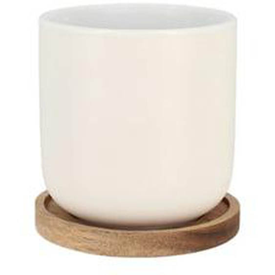 2 mugs avec support Enzo bois et porcelaine blanc 25 cl