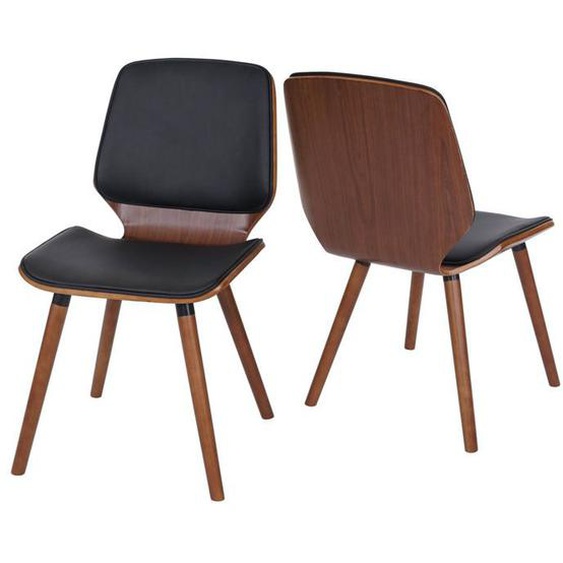 2 par chaises de salle à manger en bois courbe design retro noyer synthetique noir