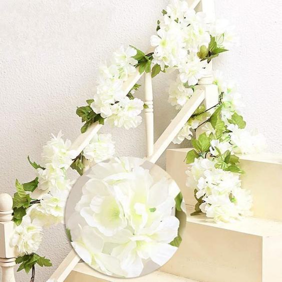 2 PCS 235cm Fleur Artificielle Rose Guirlande Vine Fausse Artificiel Rose Fleurs Blanc Artificielle Décoratives pour Mariage Jardin