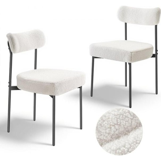 2 pcs. Chaises de salle à manger modernes - Chaise latérale de cuisine avec dossier incurvé